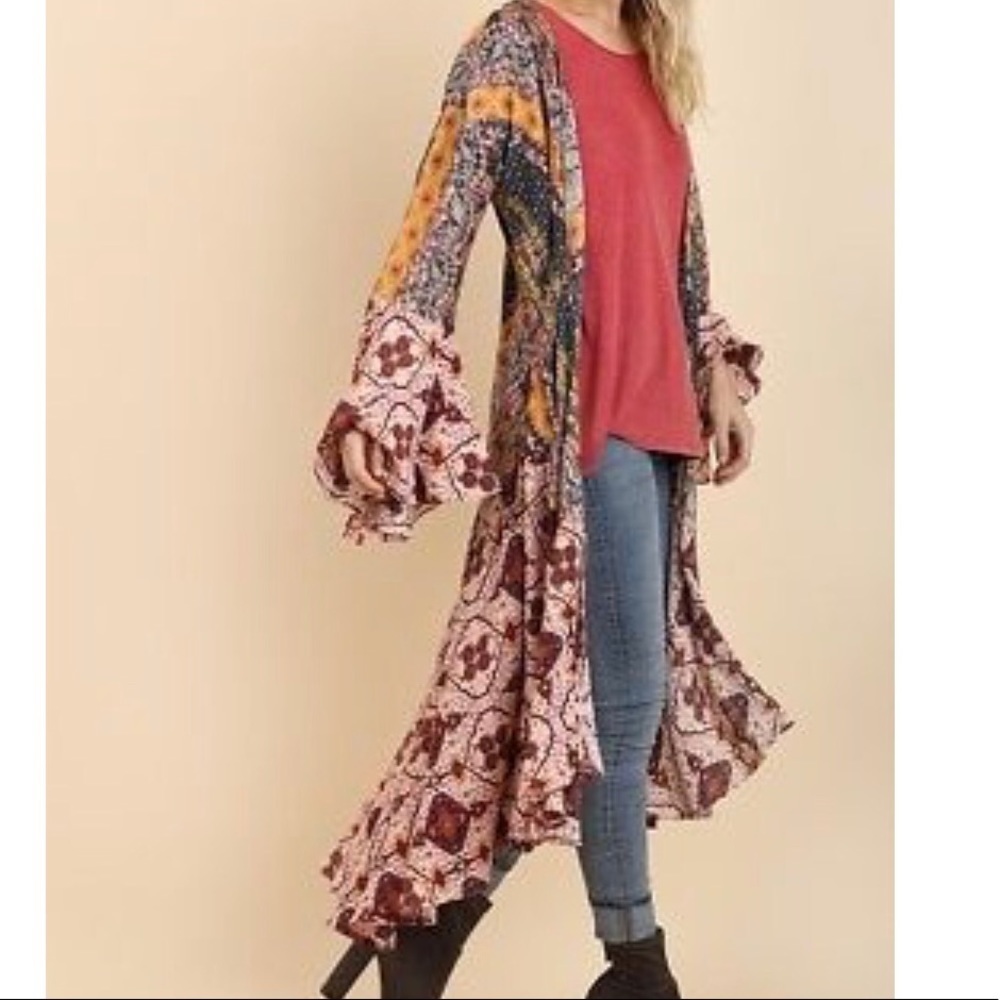 Free people inspired Ruffled long kimono-Umgee